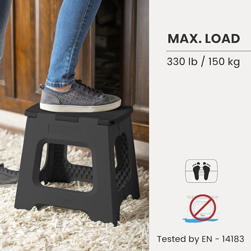 Vigar Compact Step Stool Foldable, 10-1/2-inch Step Stools for Adults up to 330 Pound, Lightweight Stool, Non-Slip Folding Step Stool, Black - Image 5