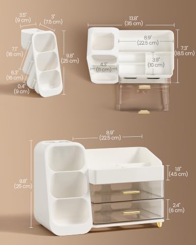 SONGMICS Makeup Organizer, Cosmetic Display Case with 2 Drawers - Image 5