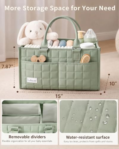 Baby Diaper Caddy Organizer, Portable Nursery Storage Basket with Handle - Image 3