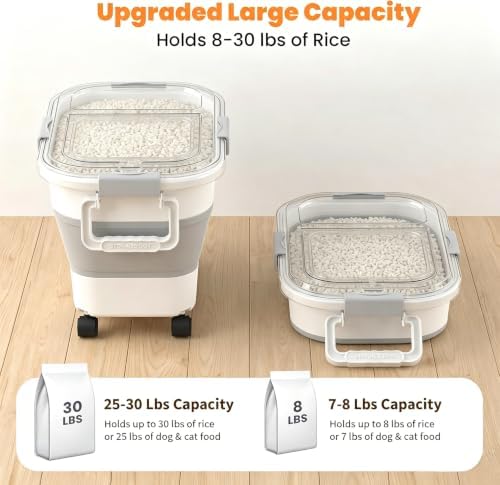 30 Lbs Rice Container, Collapsible Dog Food Storage Container - Image 2