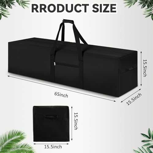 1 Pcs 65 x 15.5 x 15.5 Inch, 257 L Large Storage Duffle Bag Black - Image 2