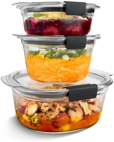 Rubbermaid Brilliance® Glass Round Leak-Proof 6-Piece Set Food Storage Containers, Food Containers with Lids, Meal Prep Containers by Rubbermaid