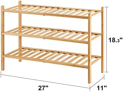 viewcare 3-Tier Free Standing Shoe Racks, Bamboo Wood Shoe Rack for Entryway & Closet, Beautiful | Natural | Functional | Sturdy Shoe Rack - Image 3