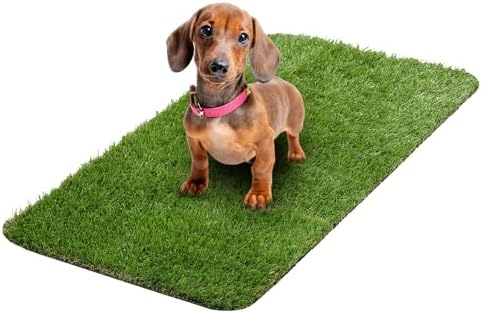 Ottomanson Artificial Grass Puppy Potty Training Pad, 15" x 30" Reusable Pee Pad for Small Pets and Dogs by Ottomanson