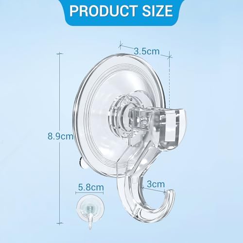 Quntis Clear Plastic Suction Cup Hooks Wreath Hanger 6 Pack - Image 3
