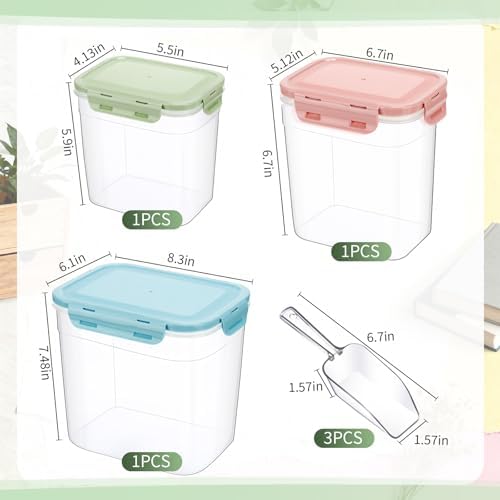 Patelai 6 Pcs Dog and Cat Food Storage Containers 2 Scoops, Pink,Blue,Green - Image 2