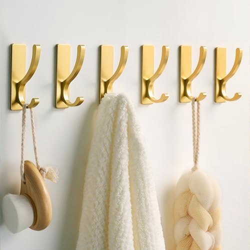 pickpiff Adhesive Wall Hooks for Coat/Towel, Hold 13LB, Gold 10 Pack - Image 3