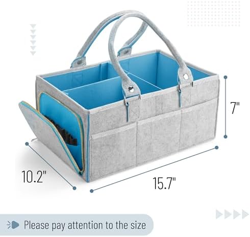 Mr. Pen- Baby Diaper Caddy Organizer, Gray, Blue Inside - Image 2