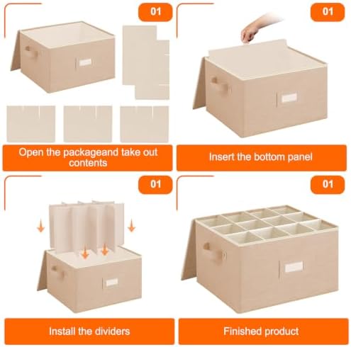 Wine Glass Storage Box, Stemware Storage Containers Cases with Dividers - Image 7