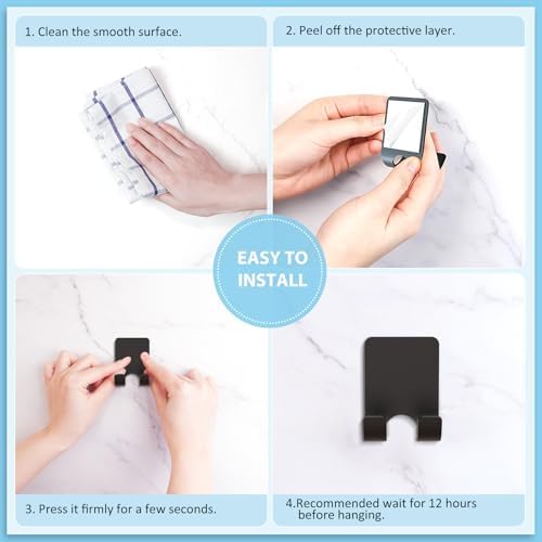 VIS'V Shower Wall Adhesive Razor Holder for His and Hers, Black, 2 Pcs - Image 6