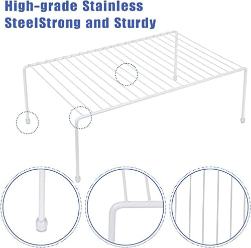 Large (16.1 x 10.2 Inch) Cabinet Storage Shelf Rack, Shelves，Kitchen Counter and Cabinet Shelf, Storage Rack Organizer for Kitchen, Fridge, Cabinet, Bathroom Cupboard (White, 4) - Image 5