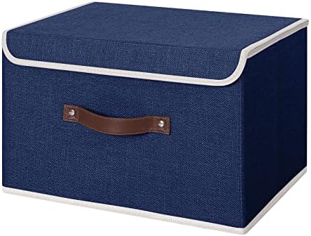 ANMINY Fabric Storage Box Bins with Lids, Blue, 15"x10"x10" by ANMINY