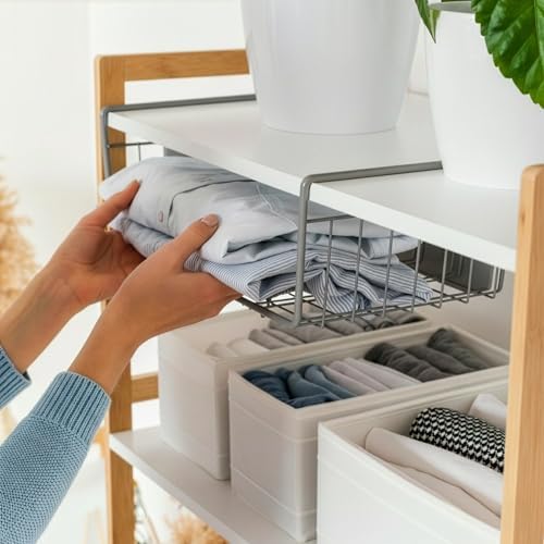 DecorRack Under Shelf Wire Basket, Space-Saving Organizer, Silver (1 Pack) - Image 6