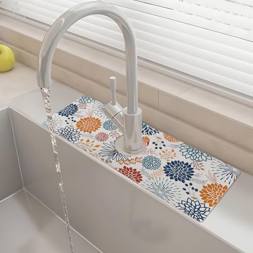 15" X 5.5" Kitchen Sink Splash Guard Faucet Mat Mandala Super Absorbent Fast Drying Faucet Guard & Draining Mat Sink Splash Guard Behind Faucet for Kitchen, Bathroom by Unknown
