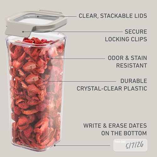 Bentgo Pantry - 10-Piece Airtight Food Storage Containers, Clear, Stackable Kitchen & Pantry Organization, Locking Lids for Freshness, BPA-Free Plastic - Ideal for Sugar, Flour, & More (White Stone) - Image 5