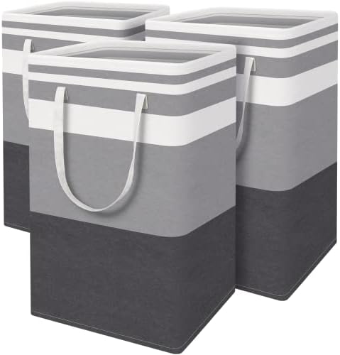 BlissTotes 3-Pack Laundry Basket, Collapsible Laundry Hamper, Grey, 88L by BlissTotes