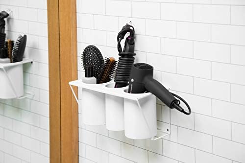 JackCubeDesign Wall Mount Hair Dryer Holder Hair Styling Product Care Tool Organizer Bath Supplies Accessories Tray Stand Storage Bathroom Steel (White) MK470A - Image 5