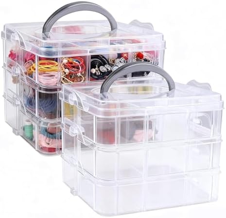 2pack 3-Tier Stackable Bead Storage Container Box 18 Compartments Organizer by Unknown
