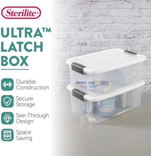 Sterilite Ultra Latch Box with Lids for Home and Office, 18 Quart, 24-Pack - Image 2
