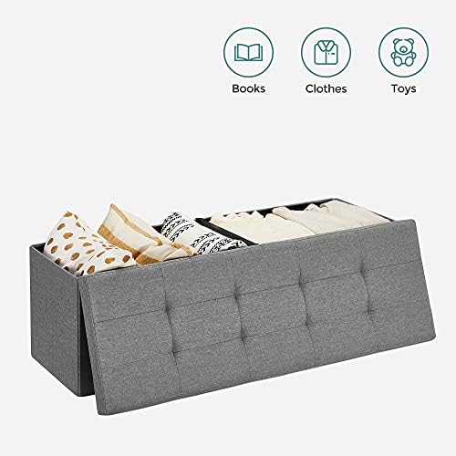 SONGMICS 43.3 Inches Storage Ottoman, Foldable Bench with Flipping Lid - Image 4