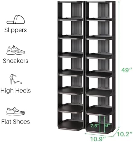 Kitstorack Stackable 16-Tier Shoe Rack for Closet & Entrance - Tall, Narrow, Vertical Shoe Stand - Plastic, Free Standing - Ideal for Small Spaces - Image 3