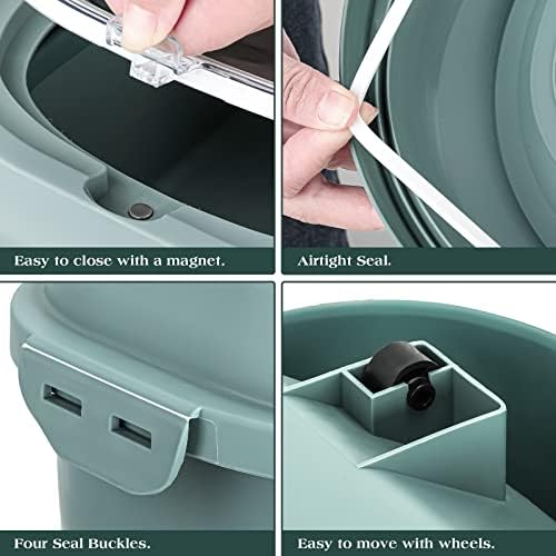 TIOVERY Dog Food Storage Container, Airtight Collapsible 13lb to 30lb Pet Food Container with Flip Top, Rolling Wheel, Scoop and 3L small container for Dog Cat Food and Dry Food of Rice, Flour - Image 4
