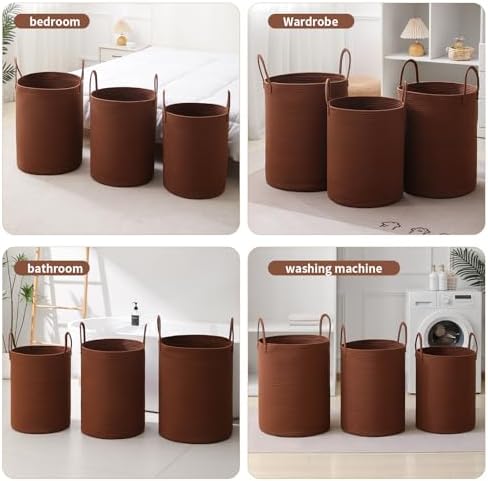 Laundry Basket Hamper Tall Rope Storage Woven for Blanket toys Dirty Clothes in Living Room Bathroom Bedroom (Dark Brown, 60L/15.8Gal) - Image 4