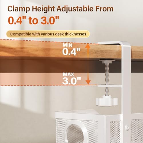 [Upgraded] 2 Pack Under Desk Cable Management Tray, Cinati Cord Organizers for Table Thickness up to 3", 16" Wire Organization with Clamp No Drill, Cable Management Box for Office - No Damage to Desk - Image 3