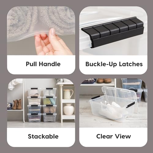 IRIS USA 6-Pack 13 Quart Storage Bins with Lids, Clear - Image 4