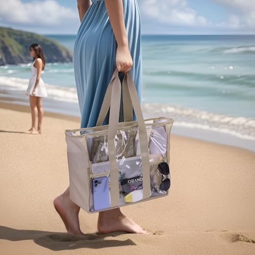 BORMELUN Large Clear Bag Tote for Work Concerts Stadium approved Heavy duty Transparent See Through Purse with mesh pockets - Image 2