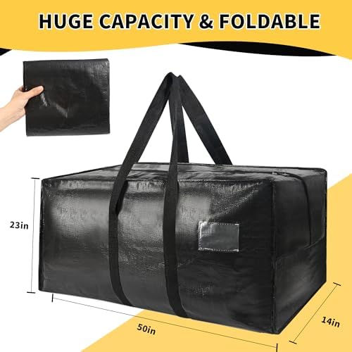 Heavy Duty Extra Large Moving Bags,69 Gallon Jumbo Packing Bags,Huge Moving Storage Bags with Strong Zippers & Carrying Handles,Reusable Big Moving Storage Bags for College Dorm Travel 2Pack - Image 3