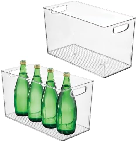iDesign Plastic Storage Bin with Handles, Set of 2, Clear by iDesign