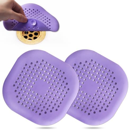 Bovinde Hair Drain Catcher,Square Cover for Shower 2 Pack (Purple) by Bovinde
