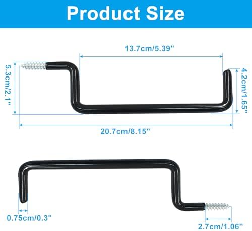 Screw in Ladder Hook, Black, 10 Pcs, 20.7cm/8.15" - Image 2