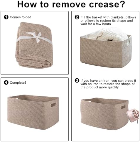 OIAHOMY 118L XXXLarge basket for storage, Oversized Blanket Basket Brown - Image 7