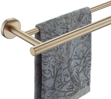 JQK Double Bath Towel Bar, 30 Inch 304 Stainless Steel Thicken 0.8mm Towel Rack for Bathroom, Towel Holder Champagne Bronze Wall Mount, Useable Length 27 Inch, TB100L27-CB by Homeimprovement