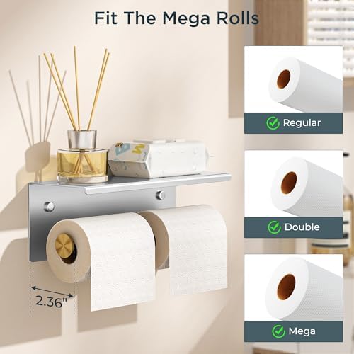 FORIOUS Toilet Paper Holder with Shelf, Commercial Toilet Paper Dispensers - Image 3