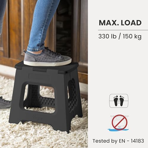 Vigar Compact Folding Step Stool, 9 in, Black, Up to 330 lb - Image 5