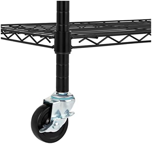 Amazon Basics 4-Shelf Heavy Duty Garage Shelving Storage Unit on 3" Wheel Casters, Adjustable Metal Wire Rack with Leveling Feet, 36" x 14" x 57.75", Black - Image 3