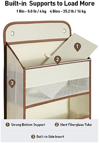 Yecaye Hanging Over the Door Organizer 1 Pack, 35.2lbs Load Toy Stuffed Animal Storage, Swing-proof Bathroom Organizers and Storage for Nursery Newborn Baby Essential Stuff Beige - Image 4