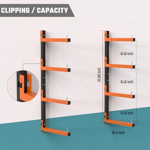 Lumber Storage Rack Wall Mount, Metal 8-Level Wood Storage Rack - Image 3