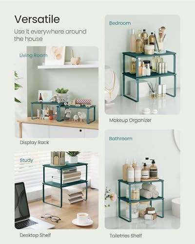 SONGMICS Cabinet Organizer Shelf, Set of 2 Spice Rack, Kitchen Storage - Image 5