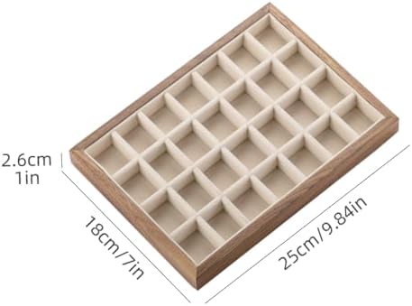 28-Grid Black Walnut Wooden Jewelry Tray with Velvet Lining, Premium Jewelry Display Tray for Earrings and Rings, Drawer Organizer Display Tray for Women's Jewelry Collection - Image 2