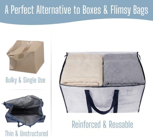 VENO 8 Pack Heavy Duty Moving Bags, Extra Large Storage Bags with Reinforced Handles & Strong Zippers, Foldable & Reusable Moving Box Alternative for Clothes & Dorm Storage - Image 5