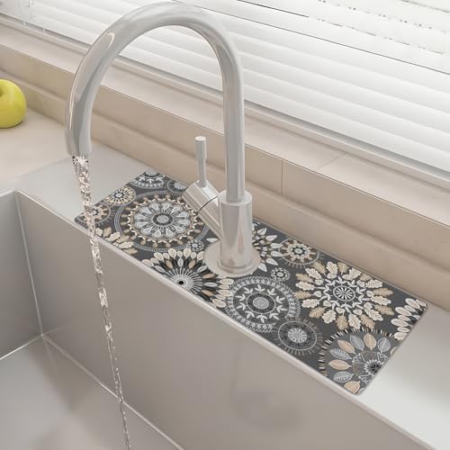 15" X 5.5" Kitchen Sink Splash Guard Faucet Mat Mandala Super Absorbent Fast Drying Faucet Guard & Draining Mat Sink Splash Guard Behind Faucet for Kitchen, Bathroom by Unknown