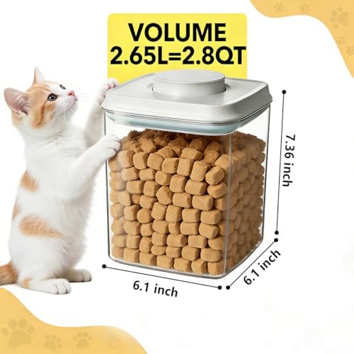Ankou 2 Pack Airtight Dog Food Storage Containers, 2.8 QT Each, One-Touch Pop Lids, BPA-Free | Clear Stackable Canisters for Pet Food & Cat Treats - Image 6