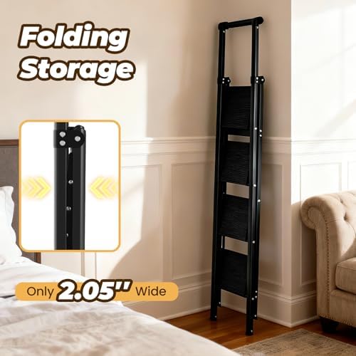 HBTower 4 Step Ladder, Lightweight Aluminum Folding Step Stool - Image 4