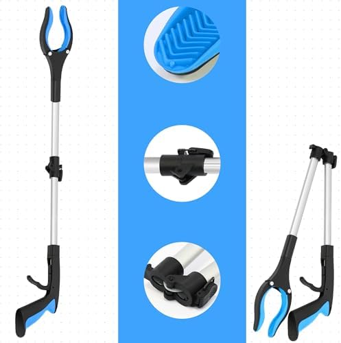 2 Pack 32 inch GrabRunner Reacher Grabber Tool with Strong Magnetic and Swivel Head (New Blue) - Image 5