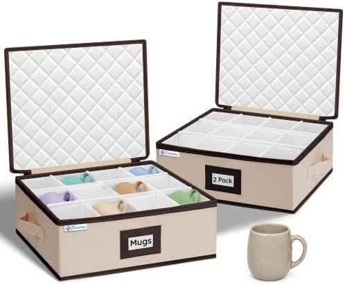 punemi Mug Storage Organizer, 2-Pack Hard Shell Boxes for Packing & Moving by Punemi