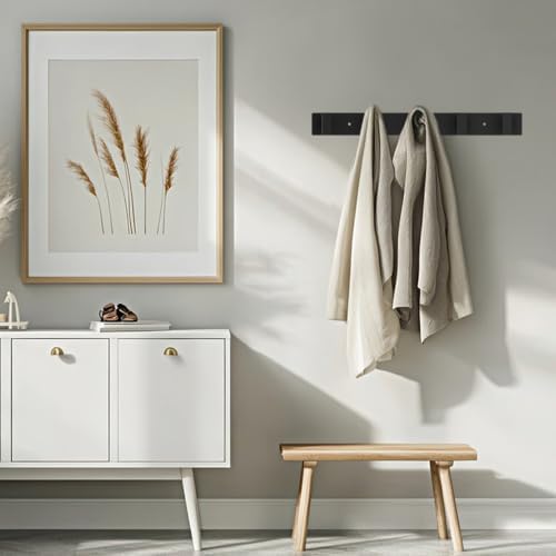 Bntuk Coat Rack Wall Mount - 5 Coat Hooks, Towel Racks for Bathroom Robes Bags Keys, Hat Rack Wall Towel Hooks Organizer Essential (Black) - Image 6